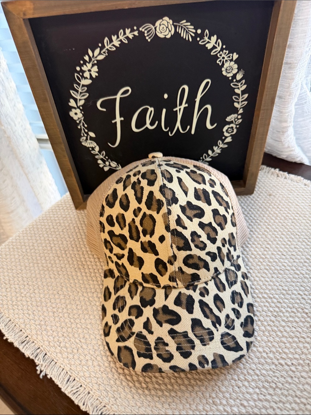 Leopard Print Trucker Hat - Neutral Animal Print
